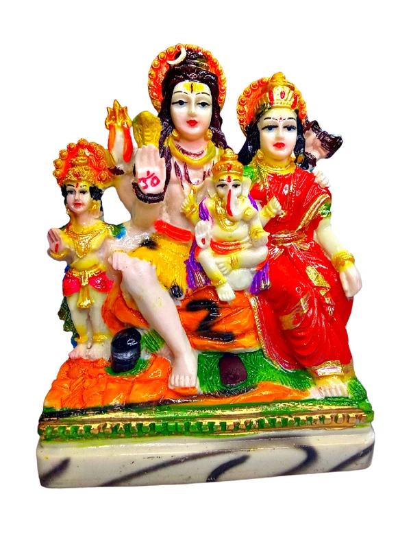 Skb Artificial Lord Shiva & Parvati With Family Statue For Home Decoration, Pooja Place 