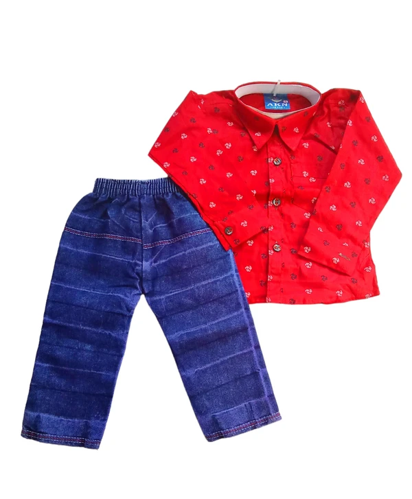 Skb Stylish Jeans &T Shirt & Jeans For Kid's RedClassic Color  - Red