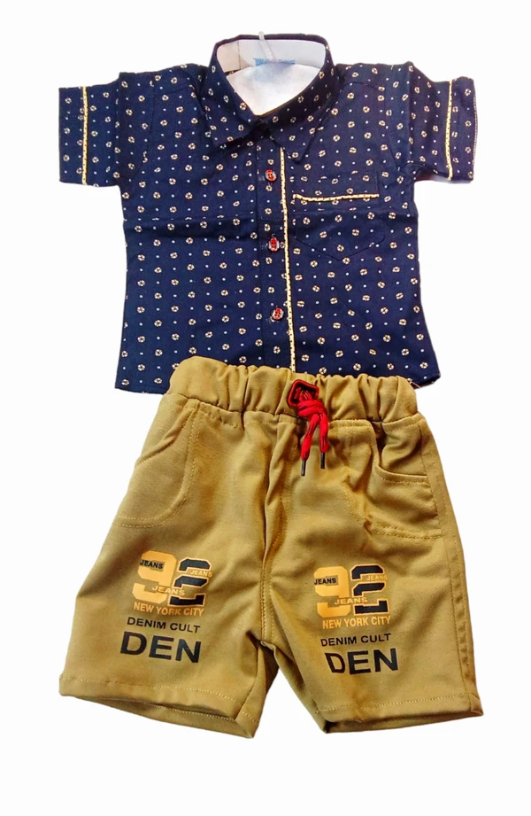 Skb Baby Kid Wear Shirt & Shorty Jeans For Baby  - Pigment Indigo, Free, Kids Wear