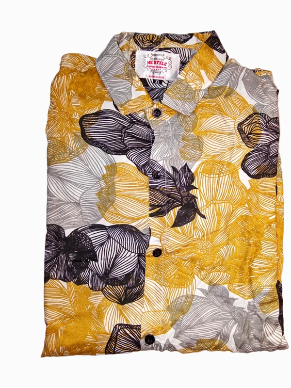 Skb Summer Shirt Stylish And Trendy Look Classic Color - Yellow Orange, M, Shirt