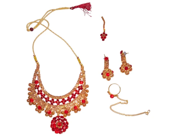 Skb Necklace Set For Girls Red Diamond Plated 