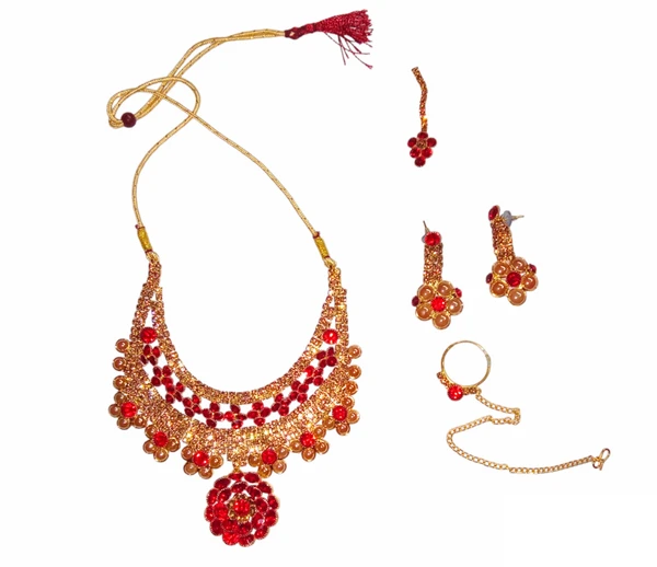 Skb Necklace Set For Girls Red Diamond Plated 