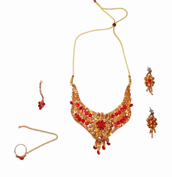 Skb Necklace Set For Girls Red Diamond Plated 