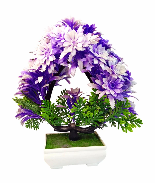 Shanol White & Purple Artificial Flower Pot Home Decoration 