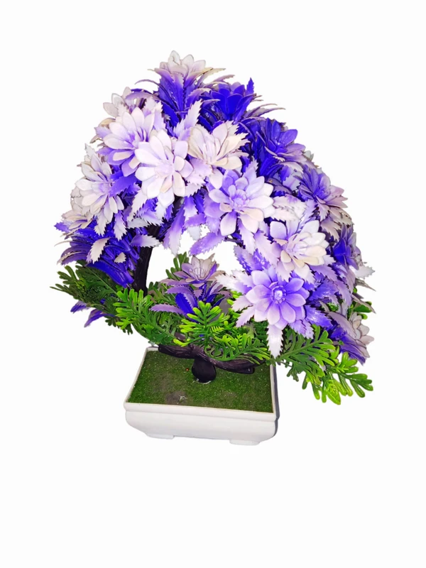 Shanol White & Purple Artificial Flower Pot Home Decoration 