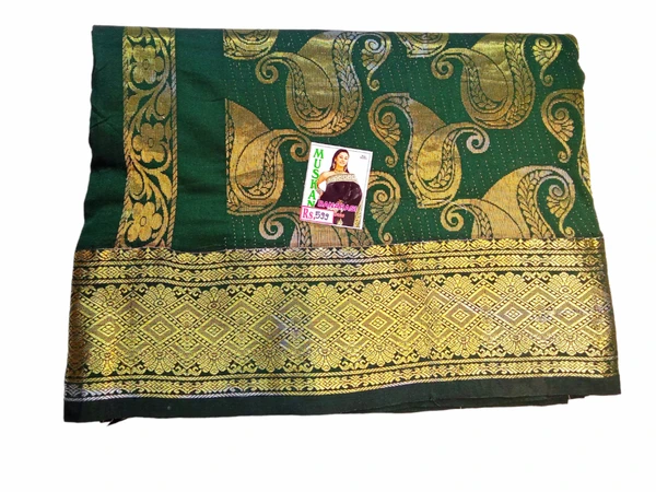 TRIJAL FAB Fashionable Saree Collection Bnarasi Solid Green For Women & Girls 