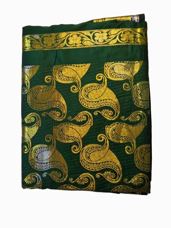 TRIJAL FAB Fashionable Saree Collection Bnarasi Solid Green For Women & Girls 