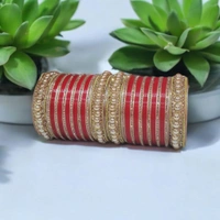 Skb Market New beautiful fancy red and golden bangle and chuda set for women and girls | party wear bridal chuda set - 2.8