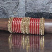 Skb Market New beautiful fancy red and golden bangle and chuda set for women and girls | party wear bridal chuda set - 2.8