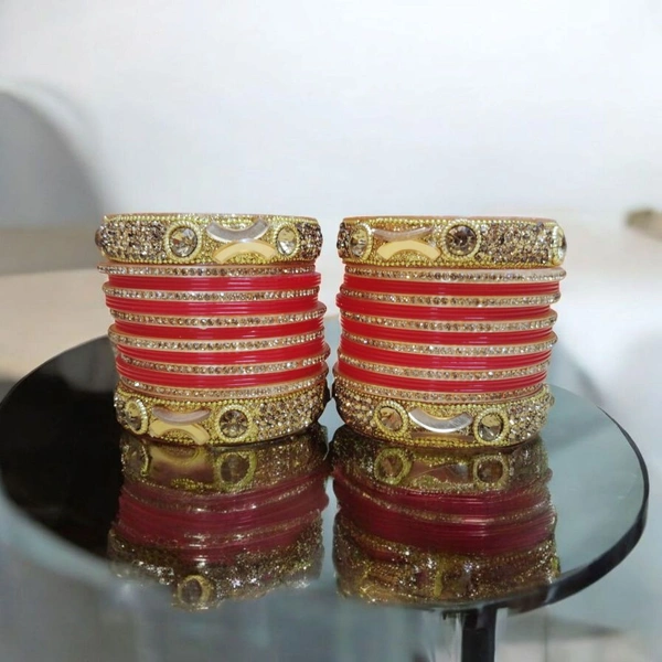 Skb Market Red Plastic Bangles for Women and Girls, Lightweight and Strong, Easy to Wear Every Day or on Special Occasions Like Parties, Weddings, Festivals, with Traditional or Casual Outfits - 2.4