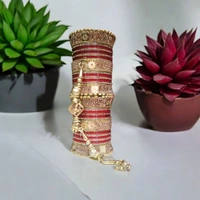 Skb Market New beautiful fancy red and golden bangle and chuda setfor women and girls | party wear bridal chuda set - 2.8