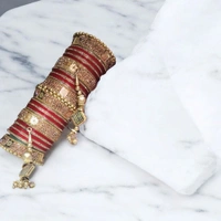 Skb Market New beautiful fancy red and golden bangle and chuda setfor women and girls | party wear bridal chuda set - 2.8