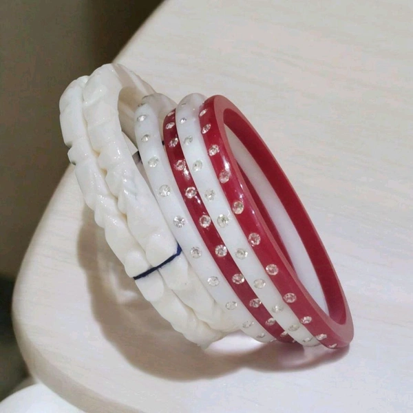 Sonam Good Quality Sankha Pola | Shakha Pola Women Bangles | Bengali Bangles for Married Women | Bridal Sankha Pola With Red And White Bangles Set - 2.6