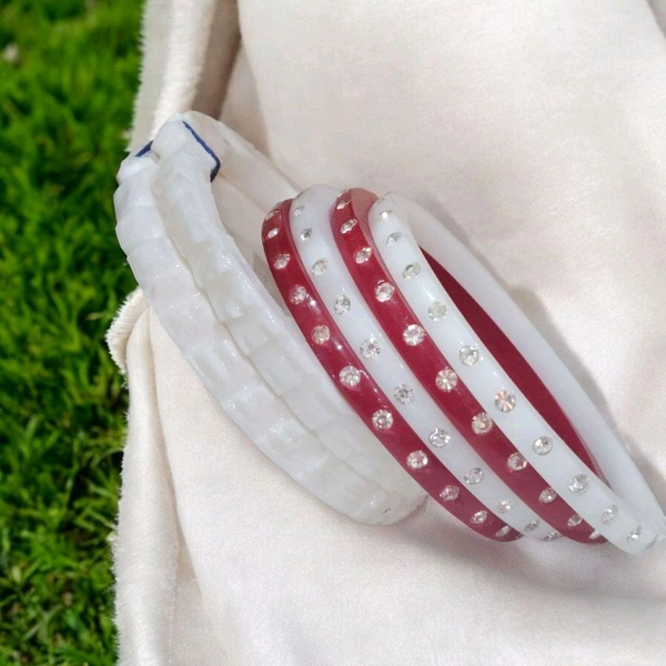 Sonam Good Quality Sankha Pola | Shakha Pola Women Bangles | Bengali Bangles for Married Women | Bridal Sankha Pola With Red And White Bangles Set - 2.8