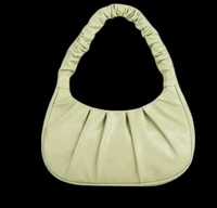 Skb Ruched Shoulder Handbag, Light Blue, Pleated Design, Crescent Shape - Pigment Indigo