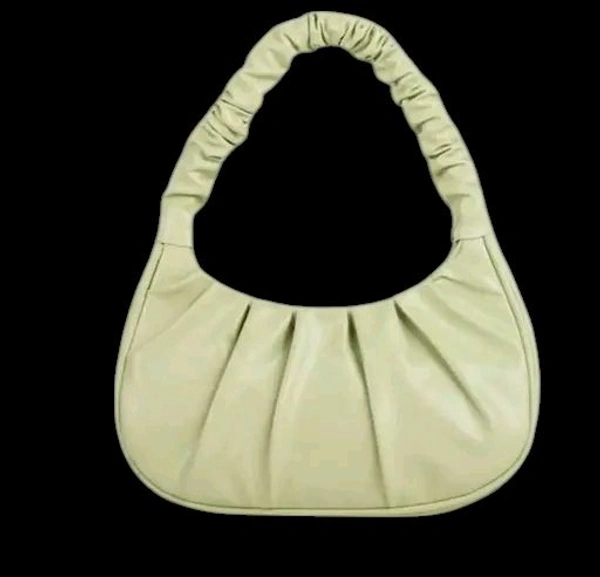 Skb Ruched Shoulder Handbag, Light Blue, Pleated Design, Crescent Shape - Pigment Indigo