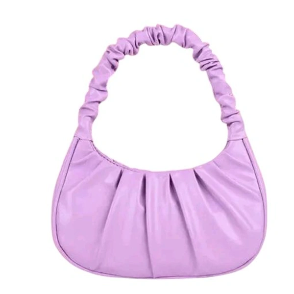 Skb Ruched Shoulder Handbag, Light Blue, Pleated Design, Crescent Shape - Pigment Indigo