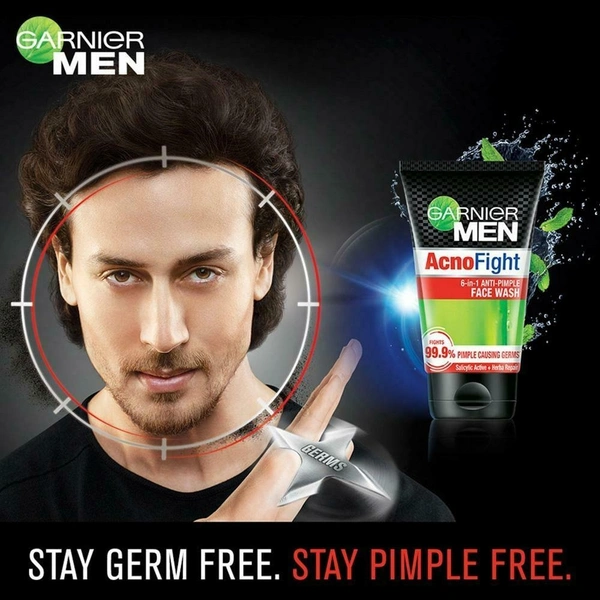 Garnier Men Acno Fight Anti-Pimple Face Wash 100 g - Storm Gray, Garnier Face Wash 100 Gram