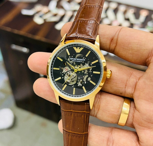 Emporio Armani Mechanico Skeleton Dial With Back Open Automatic Machinery For Men