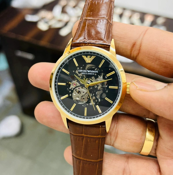 Emporio Armani Mechanico Skeleton Dial With Back Open Automatic Machinery For Men