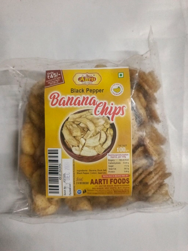 Aarti Black Pepper Banana Chips 100g.