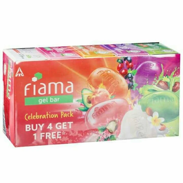 Fiama Soap Pack  Fiama Celebration Pack Gel Bar ( Buy 4 Get 1 Free ) 5 × 125g