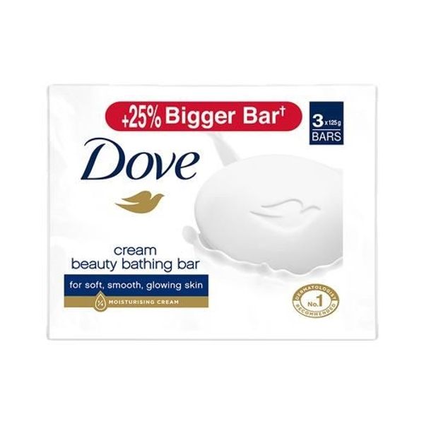 Dove Cream Beauty Bathing Bar, Has 1/4th Moisturizing Cream, 125 g (Pack of 3)