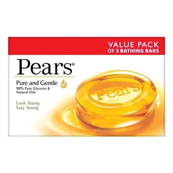 Pears Pure & Gentle Glycerin & Natural Oils Bathing Bar, No Parabens, 98% Pure Glycerin, 125 g