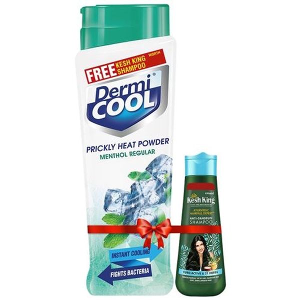 Dermi Cool Menthol Regular prickly powder 150gm ( Free Kesh King shampoo)
