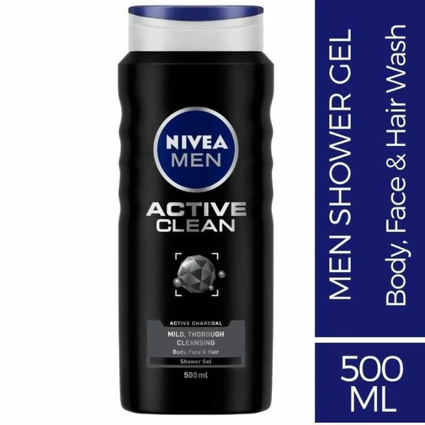 NIVEA Body Wash, Active Clean with Active Charcoal, Body Wash  NIVEA Body Wash, Active Clean with Active Charcoal, Shower Gel for Body, Face & Hair (500 ml)