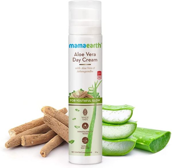 Mamaearth Aloe Vera Day Cream with SPF 30 with Aloe Vera & Ashwagandha for a Youthful Glow - 50 g