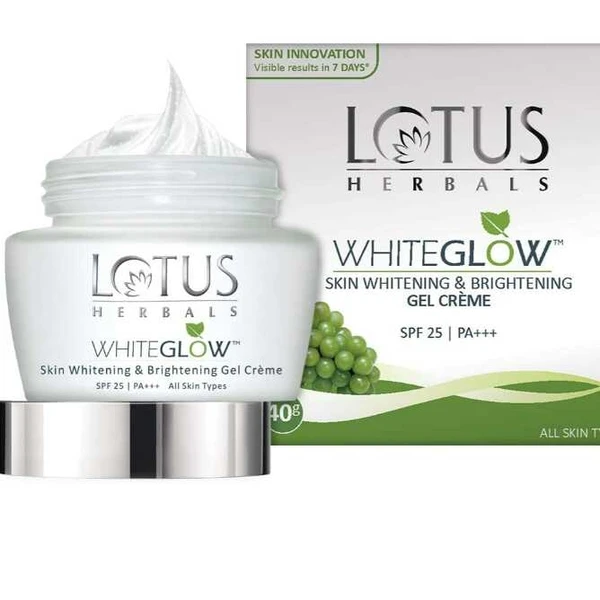 Lotus Herbals WhiteGlow Skin Whitening And Brightening Gel, Face Cream with SPF-25, for all skin types, 40g