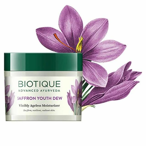 Biotique Bio Saffron Dew Youthful Nourishing Day Cream For All Skin Types, 50G