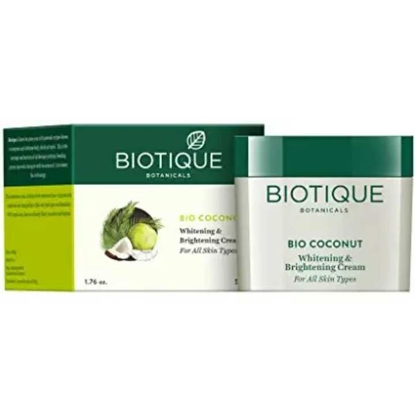 Biotique Bio Coconut Whitening and Brightening Cream for All Skin Types, 50g