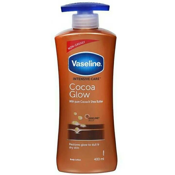 Vaseline coco Body Lotion 400ml Vaseline Intensive Care 24 hr nourishing Cocoa Glow Body Lotion with Cocoa And Shea Butter, Restores Glow for all skin type - 400 ml