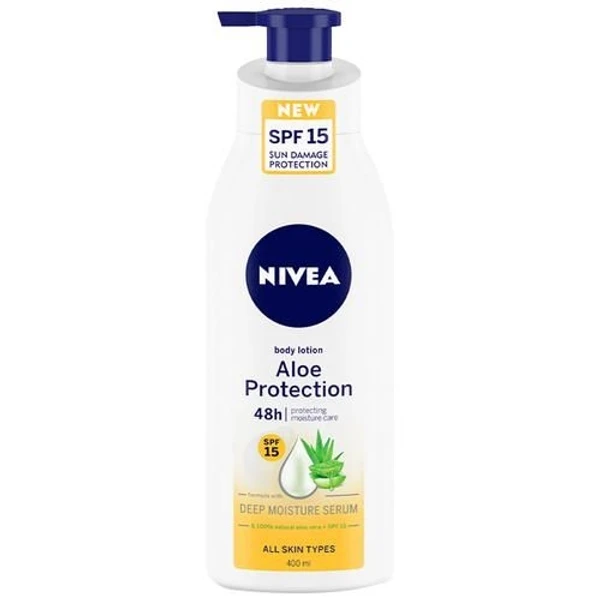 Nivea Aloe Protection SPF 15 Sun Damage Protection Body Lotion - All Skin Types, With Deep Moisture 400ml