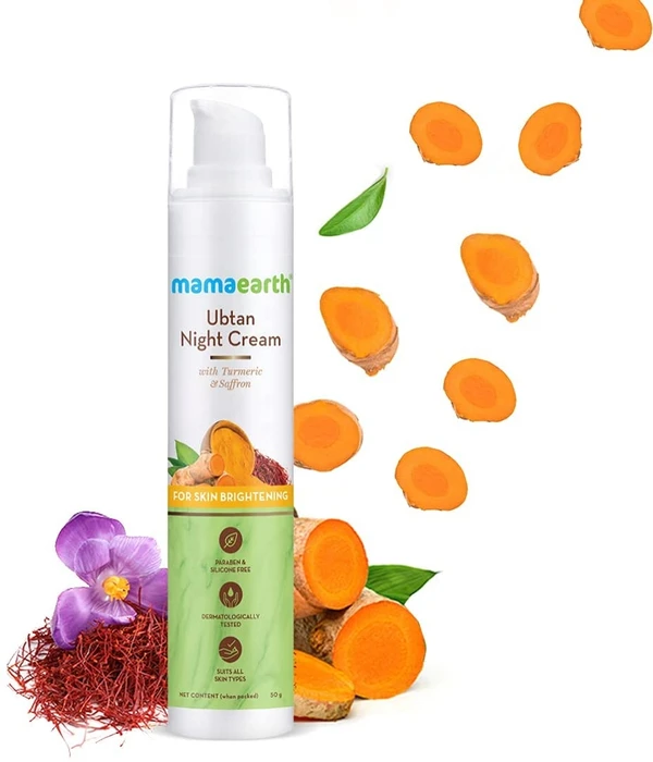 Mamaearth Ubtan Night Cream for glowing skin with Turmeric & Saffron for Skin Brightening – 50 g