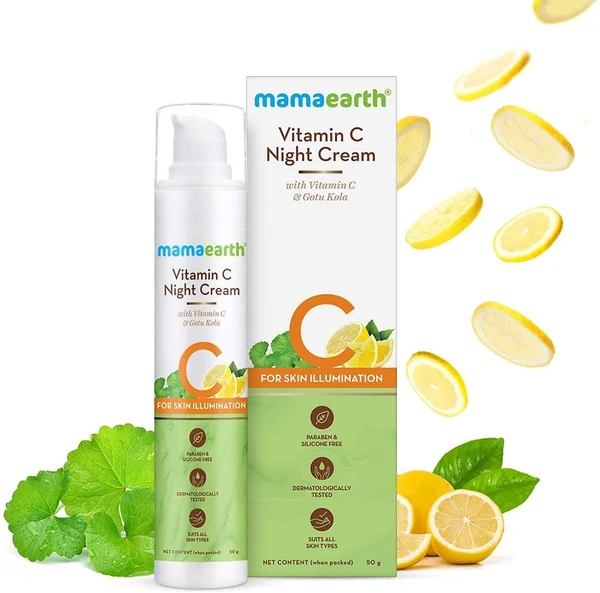 Mamaearth Vitamin C Night Cream For Women with Vitamin C & Gotu Kola for Skin Illumination – 50g