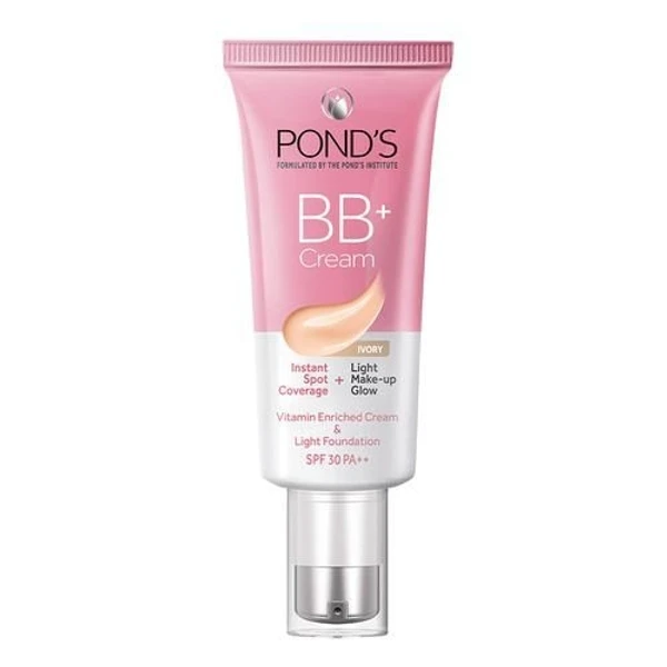 Ponds BB+ Cream - 30gm Ponds BB+ Cream - Rich In Vitamin, Instant Spot Coverage, Make-Up Glow, 30 g Light Ivory 