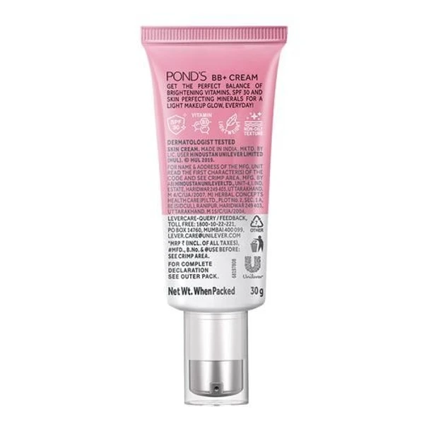 Ponds BB+ Cream - 30gm Ponds BB+ Cream - Rich In Vitamin, Instant Spot Coverage, Make-Up Glow, 30 g Light Ivory 