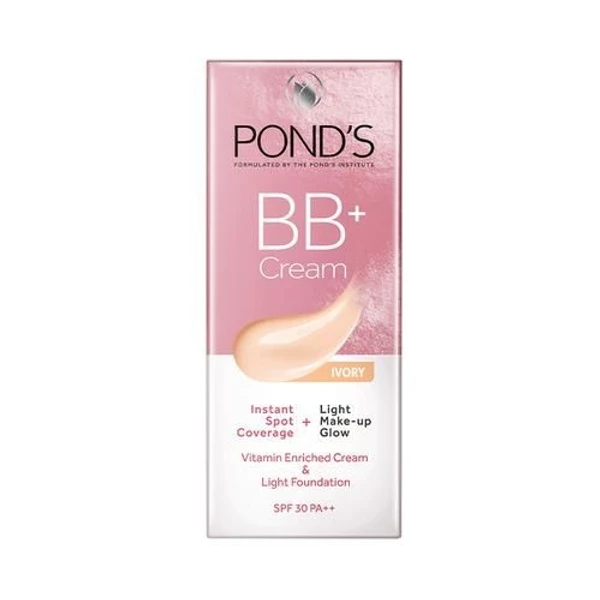 Ponds BB+ Cream - 30gm Ponds BB+ Cream - Rich In Vitamin, Instant Spot Coverage, Make-Up Glow, 30 g Light Ivory 