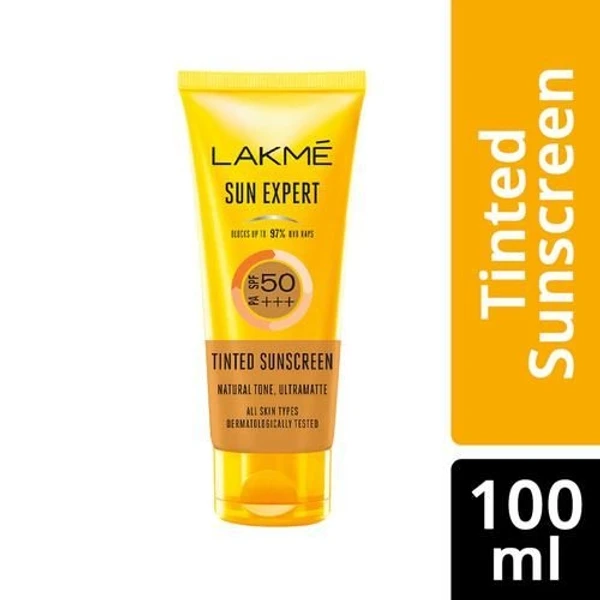 Lakme Sun Expert Tinted Sunscreen - SPF 50, PA+++, Natural Tone, Ultramatte, 100 ml
