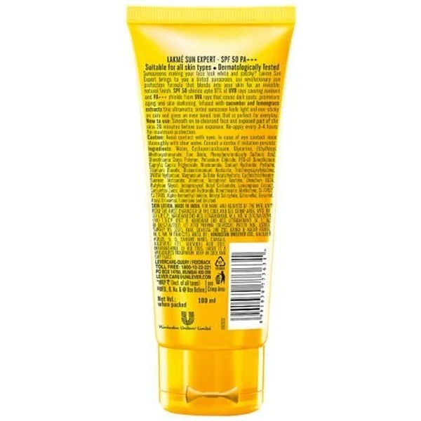 Lakme Sun Expert Tinted Sunscreen - SPF 50, PA+++, Natural Tone, Ultramatte, 100 ml