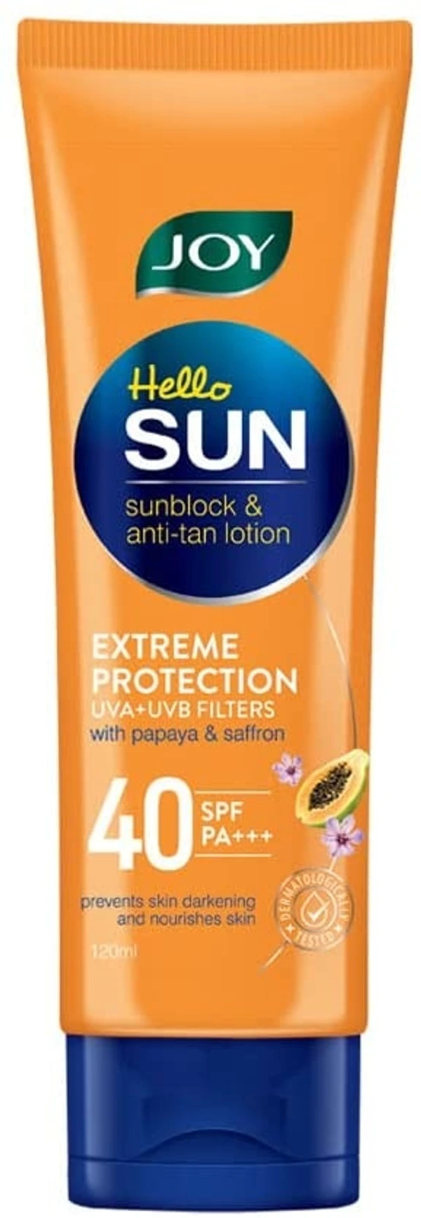 Joy Hello Sun Sunblock & Anti Tan Lotion Sunscreen SPF 40 PA+++,120ml