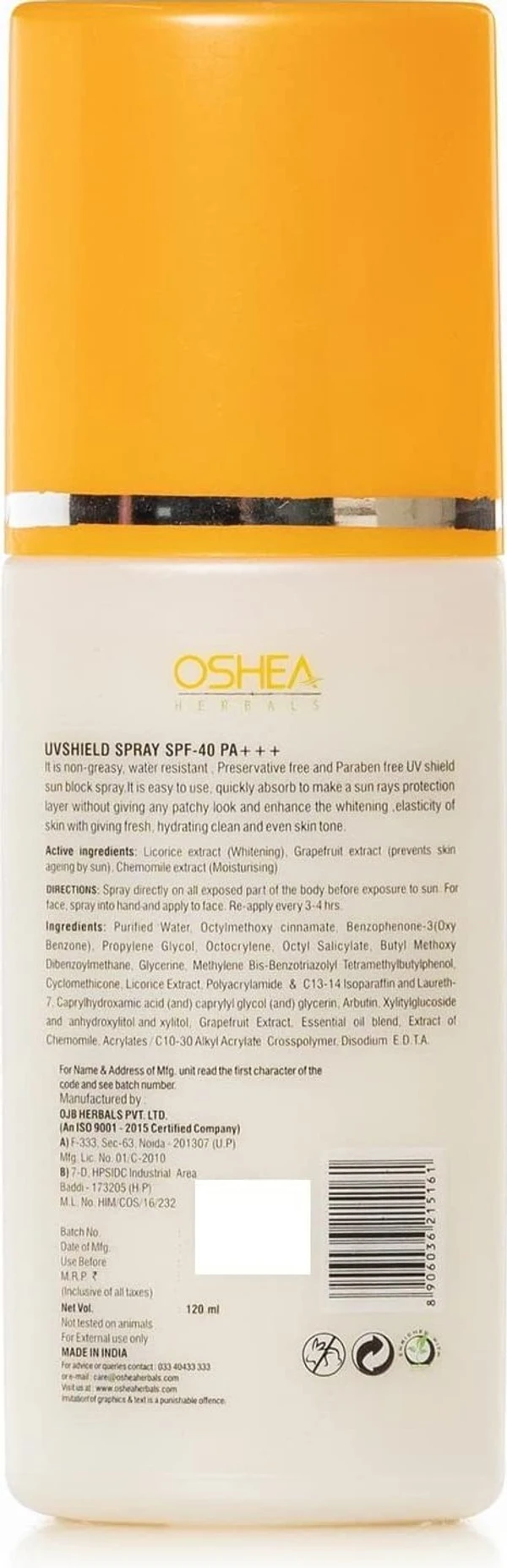 Oshea Herbals UVShield Sun Block Spray SPF 40