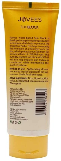 JOVEES Sunscreen SPF 45 - 100 Grams Cream