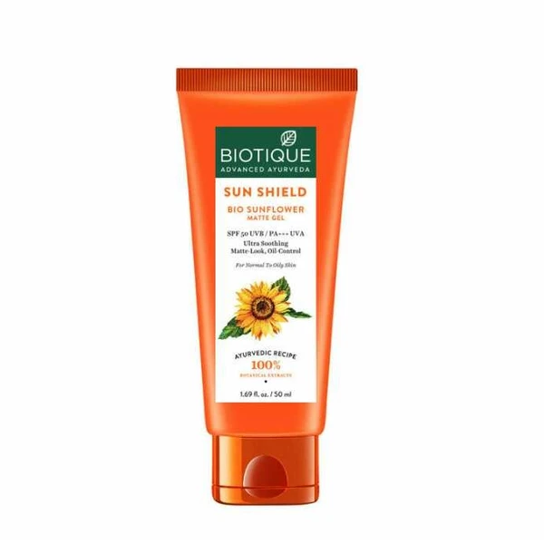 Biotique Bio Sunflower Matte Gel SPF 50 UVB/PA+++ UVA Sunscreen, 50 ml