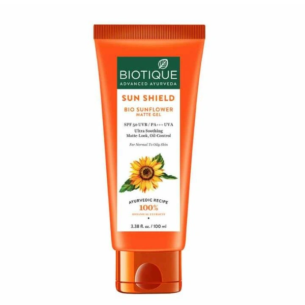 Biotique Bio Sunflower Matte Gel SPF 50 UVB/PA+++ UVA Sunscreen, 100 ml