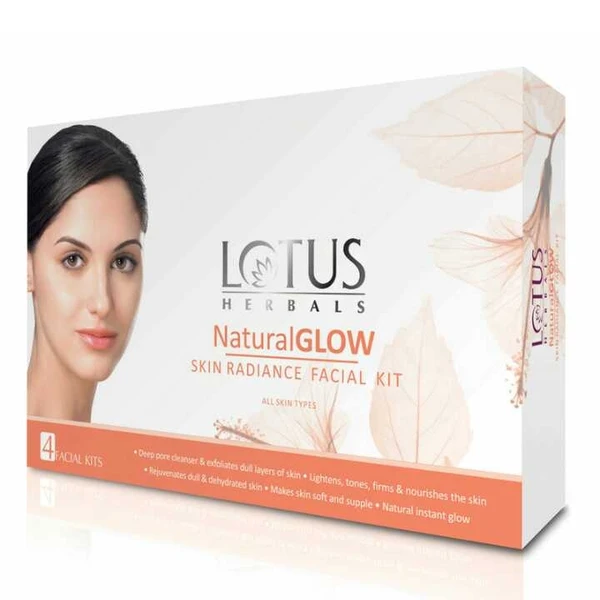 Lotus Natural Glow Facial Kit for natural-looking glowing skin, with 5 easy steps, 50g