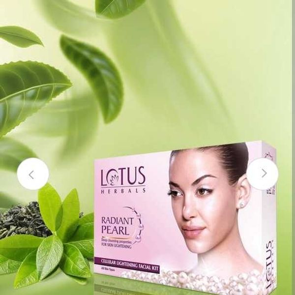 Lotus Radiant Pearl Facial Kit for Lightening & Brightening skin with Pearl dust & Green Tea, 4 easy steps, 37g